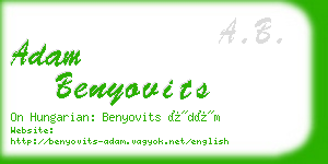 adam benyovits business card